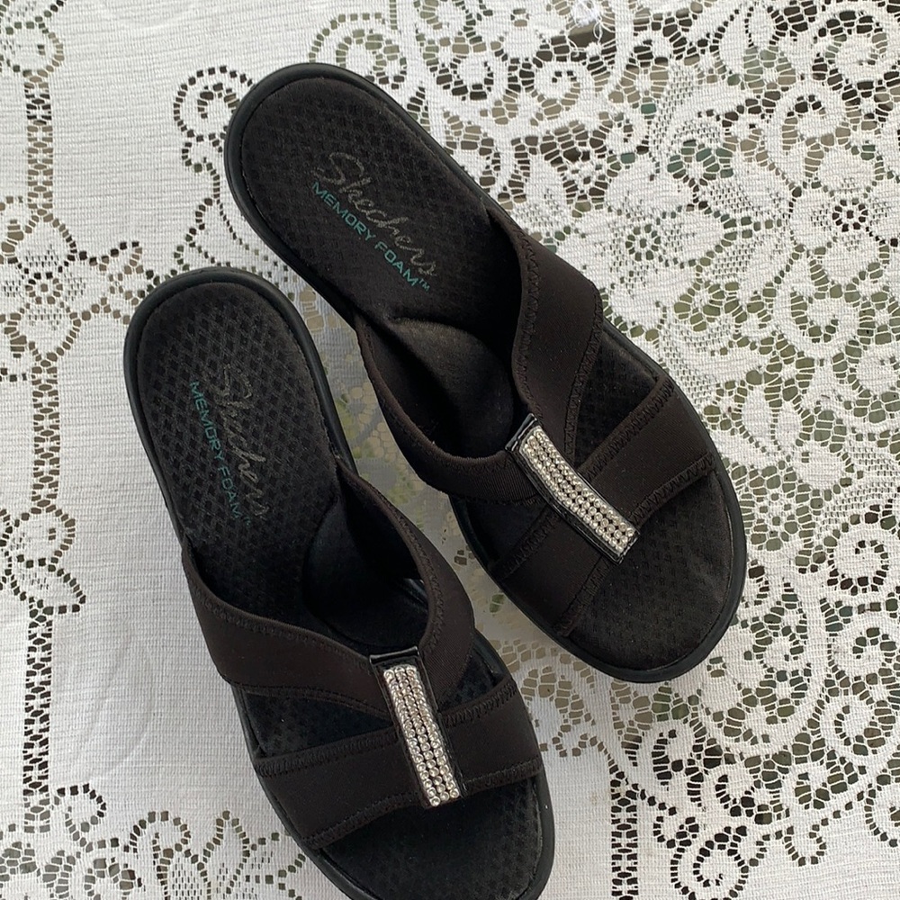 Skechers Slip-on Wedge Elastic Rhinestones